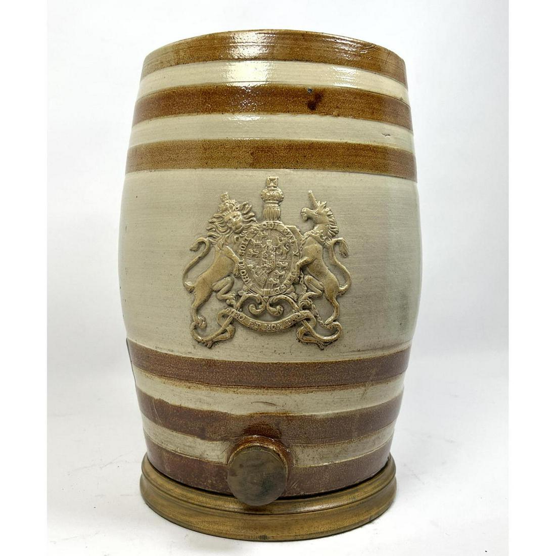 Stoneware Beverage Dispenser. Pottery Keg with relief l (1 of 7)