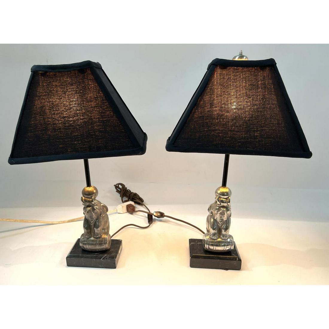 Pr Figural Elephant on Barrel Table Lamps.  Metal eleph (1 of 11)