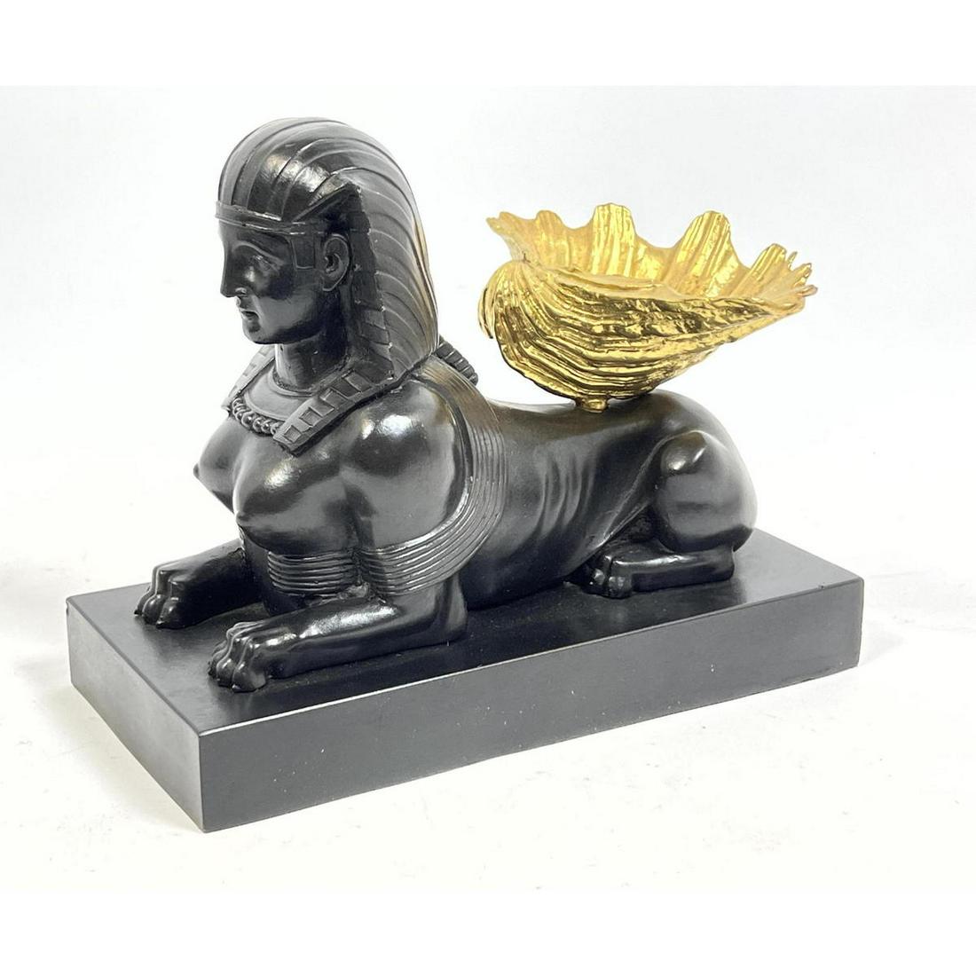 Sphinx Figural Metal Sculpture. Gilt Metal Shell.: Sphinx Figural Metal Sculpture. Gilt Metal Shell. Dimensions: H: 9 inches: W: 11.5 inches: D: 7.5 inches ---