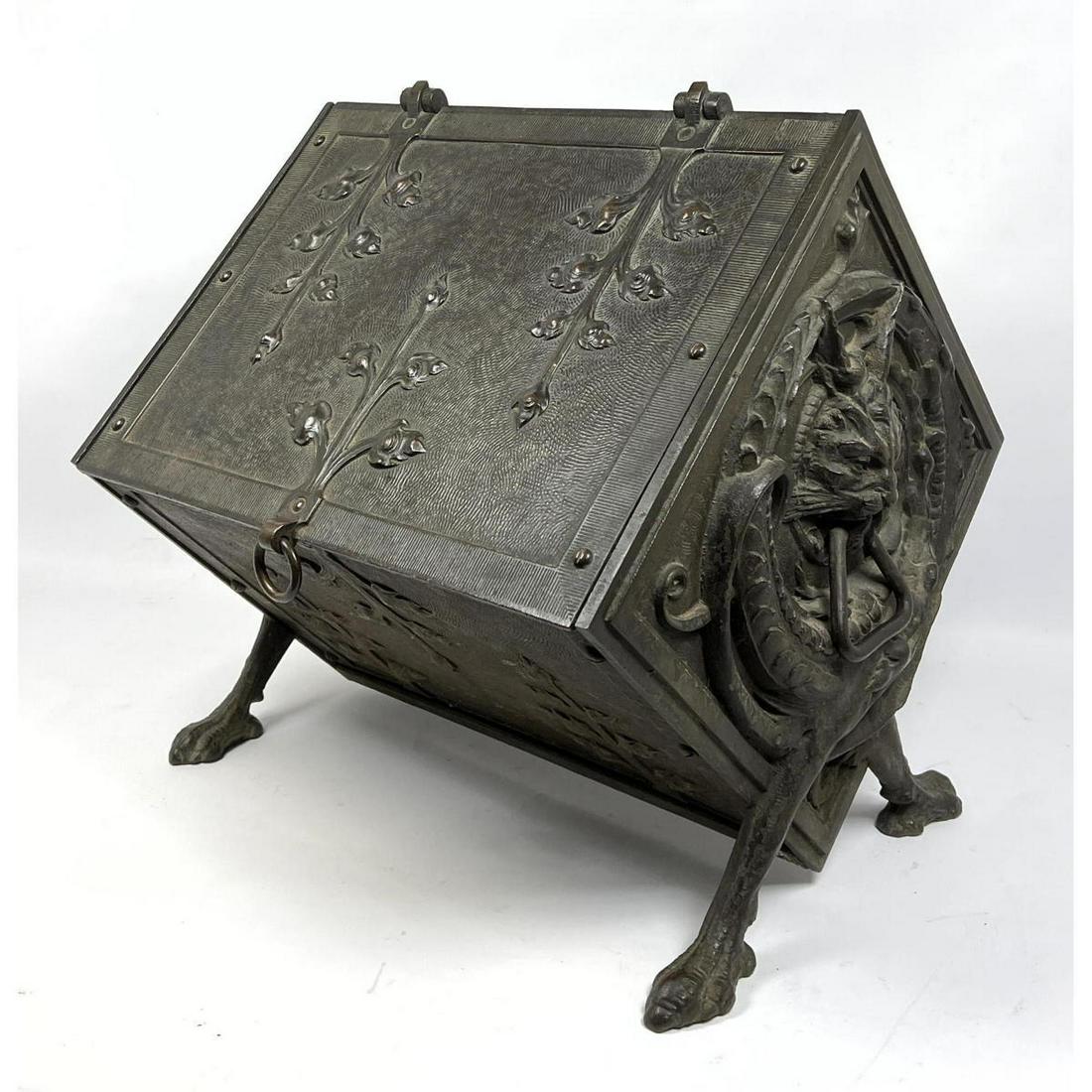 Continental Metal Coal Tinder Box. Figural Sides featur (1 of 11)