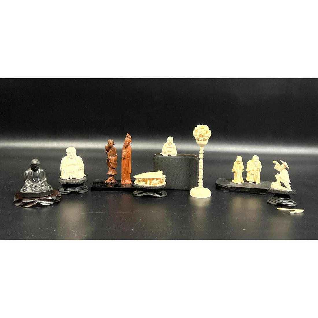 9pcs Asian Carved Figures. (1 of 18)