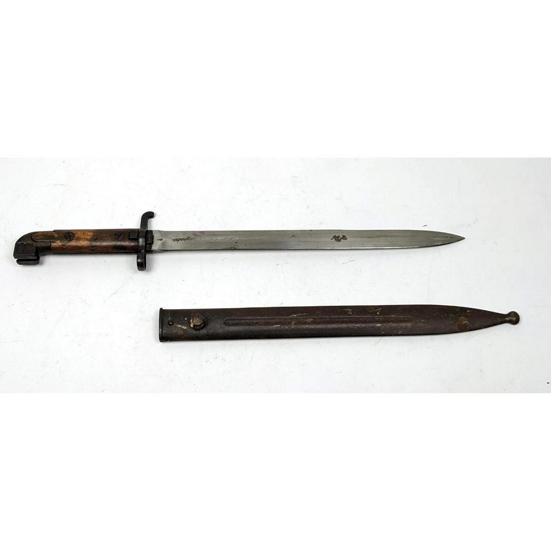 Antique Bayonet with Original Sheath.: Antique Bayonet with Original Sheath. Dimensions: H: 3 inches: W: 19 inches: D: 1 inches ---
