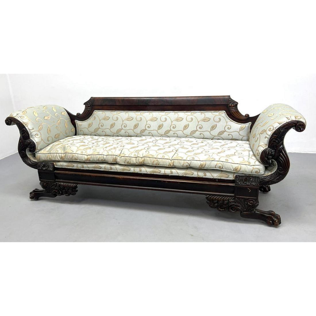 Empire Carved Mahogany Sofa Couch. (1 of 15)