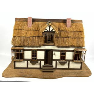 COTSWOLD Thatched Roof Large Doll House. Unsigned.: COTSWOLD Thatched Roof Large Doll House. Unsigned. Dimensions: H: 24 inches: W: 40 inches: D: 26 inches ---