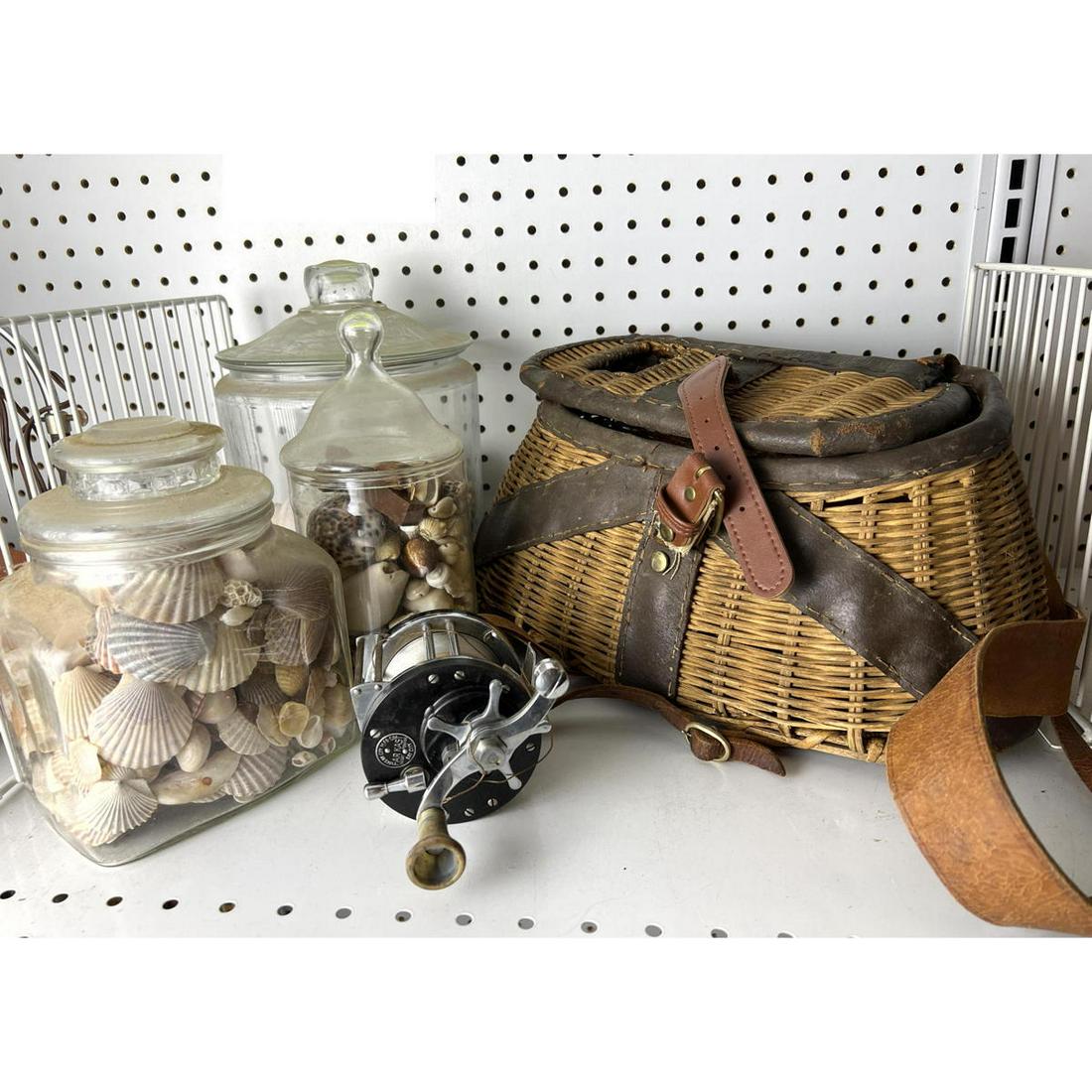 Sea shells and fishing basket.  salt Water reel. st Luc (1 of 8)