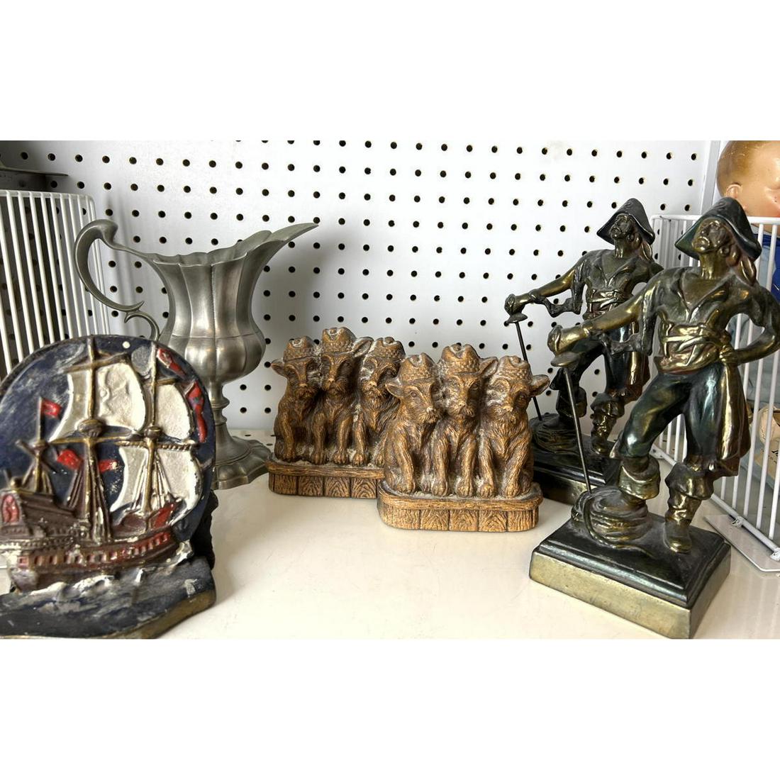 3prs Bookends and Pewter pitcher. (1 of 9)