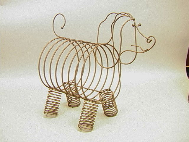 FREDERICK WEINBERG Metal Wire Poodle Magazine Rac: FREDERICK WEINBERG Metal Wire Poodle Magazine Rack. LP Holder. Wire Spring Form of Poodle with Personality.-- Dimensions: H: 17 inches: W: 20 inches: D: 9 inches --- Condition (General): Very Good Con