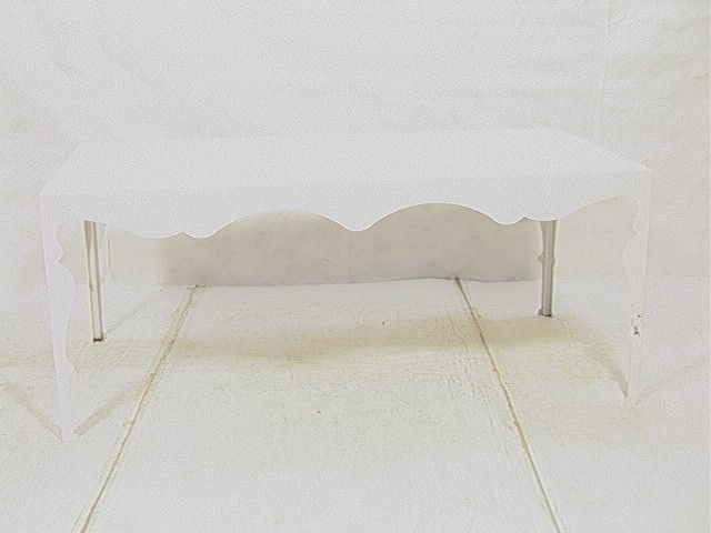 ROBERT VENTURI Enamel SILHOUETTE Dining Table. W: ROBERT VENTURI Enamel SILHOUETTE Dining Table. White Enameled Table with silhouette style legs. Drop in Formica Top. Robert Venturi style. -- Dimensions: H: 29.5 inches: D: 36 inches: L: 72 inches ---