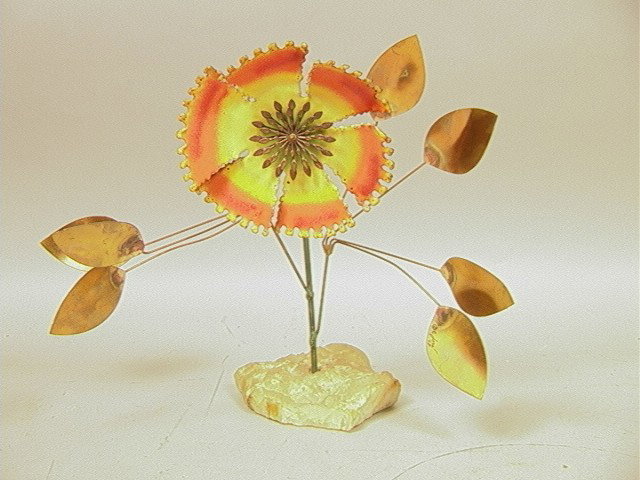 JERE Signed Enamel Brass Copper Floral Sculpture.: JERE Signed Enamel Brass Copper Floral Sculpture. Signed Jere '68. -- Dimensions: H: 12 inches: W: 16 inches: D: 8 inches --- Condition (General): Very Good Condition. Please contact us with specific 