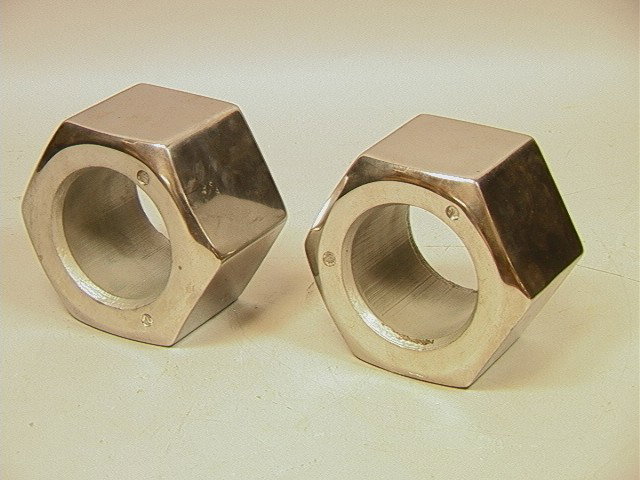 Pr Heavy Steel Nut Form MACHINE AGE Bookends.: Pr Heavy Steel Nut Form MACHINE AGE Bookends. -- Dimensions: H: 5.5 inches: W: 6 inches: D: 4 inches --- Condition (General): Good condition. Please contact us with specific questions about condition,