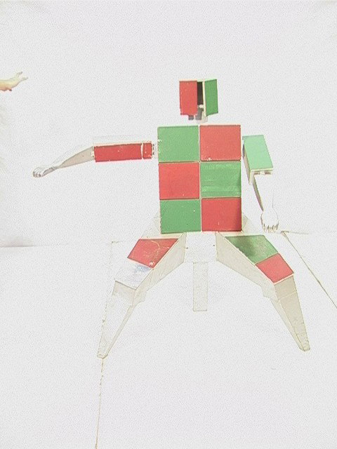 Artist Studio Robotic Wood Figure. Painted with m: Artist Studio Robotic Wood Figure. Painted with many hinged compartment doors. Unsigned.-- Dimensions: H: 48 inches: W: 39 inches: D: 22 inches --- Condition (General): One elbow joint cracked. Some s