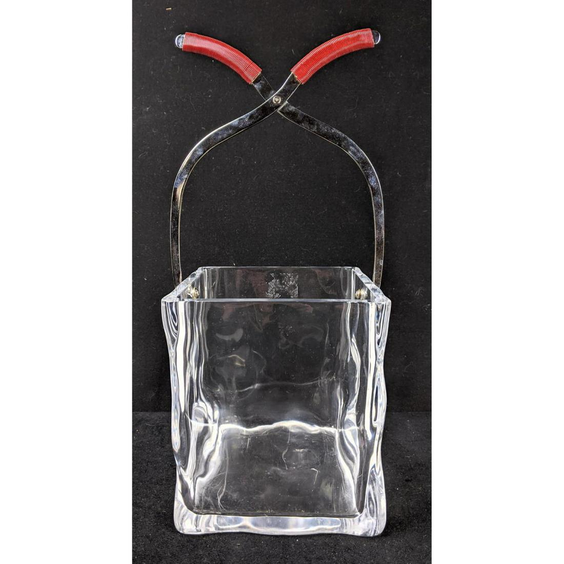 Modernist Lucite Ice Champagne Bucket. Chrome tongs wit (1 of 9)