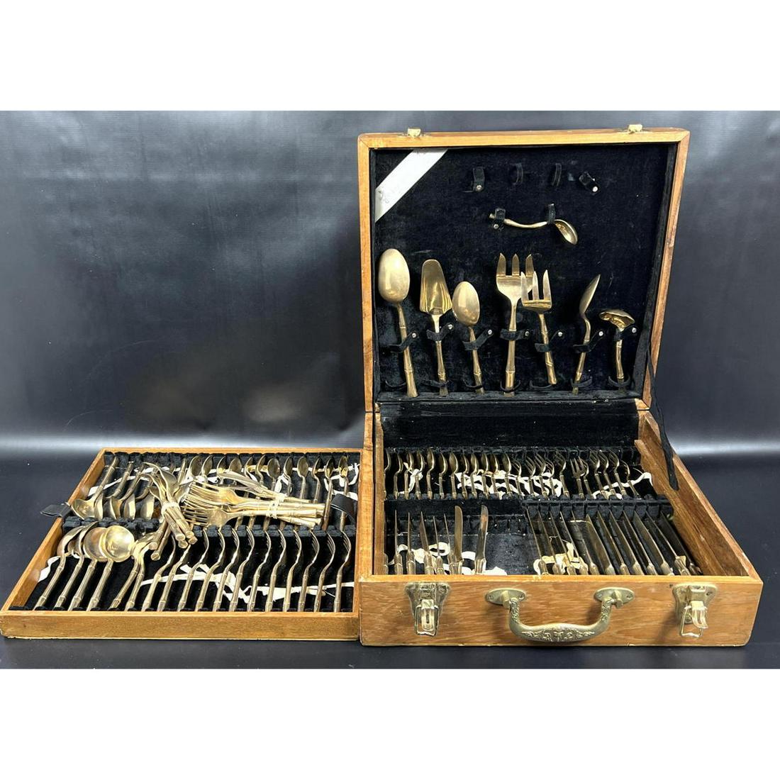 103 pc Star of Siam brass Flatware Set. In wood box (1 of 11)