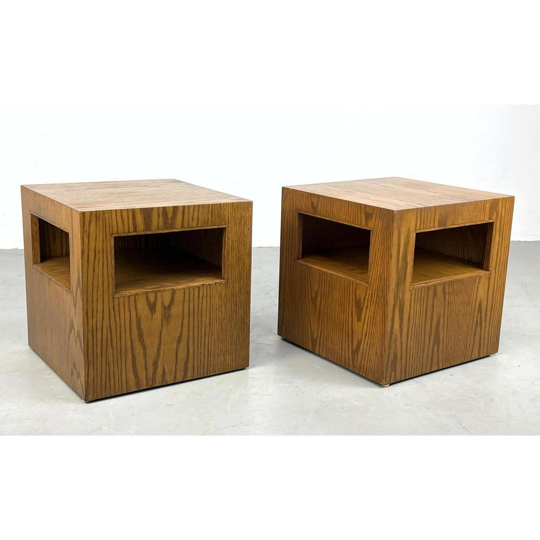 Pair of Constructivist Ash plywood cube side tables (1 of 10)