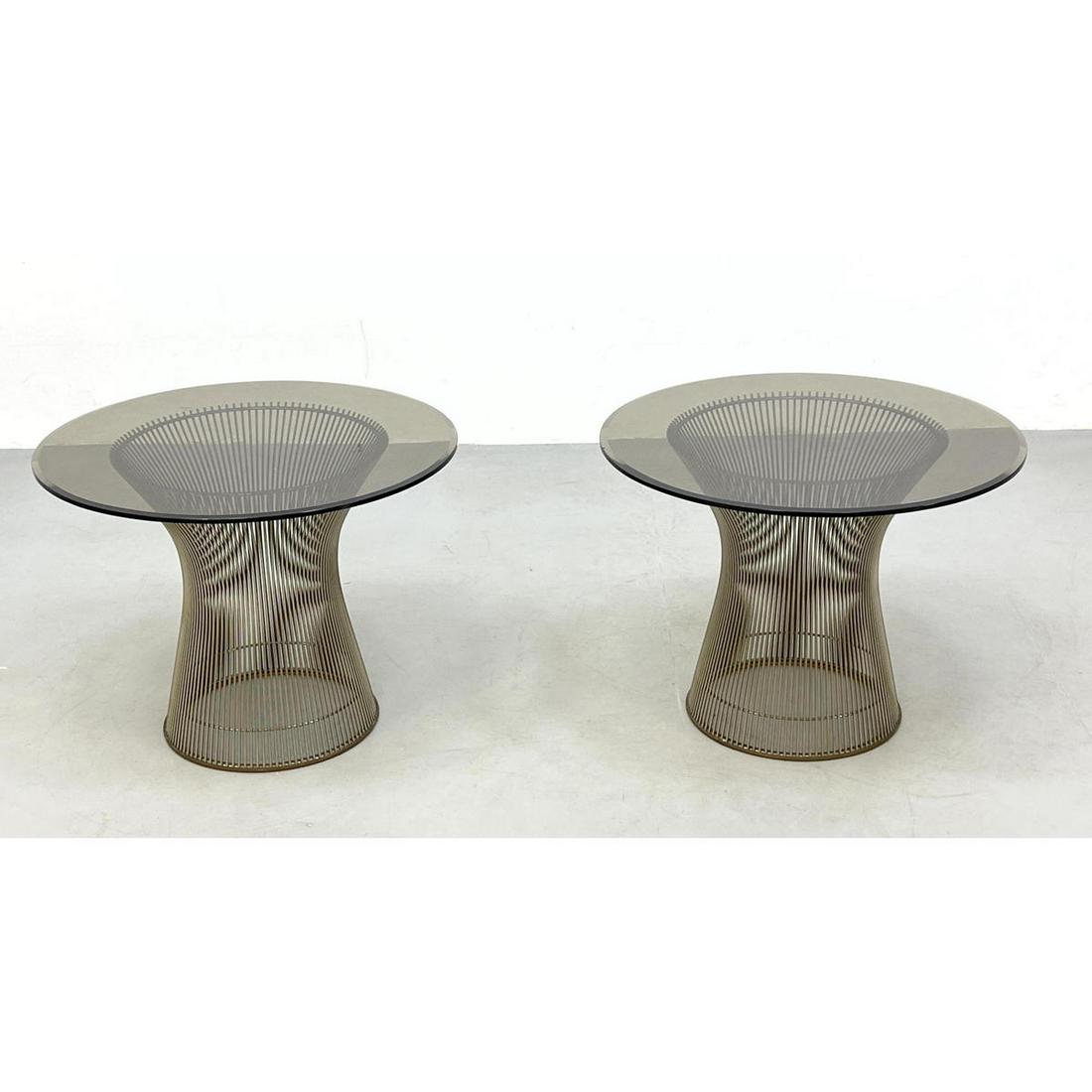 Pair WARREN PLATNER Side Tables. Wire bases. (1 of 13)