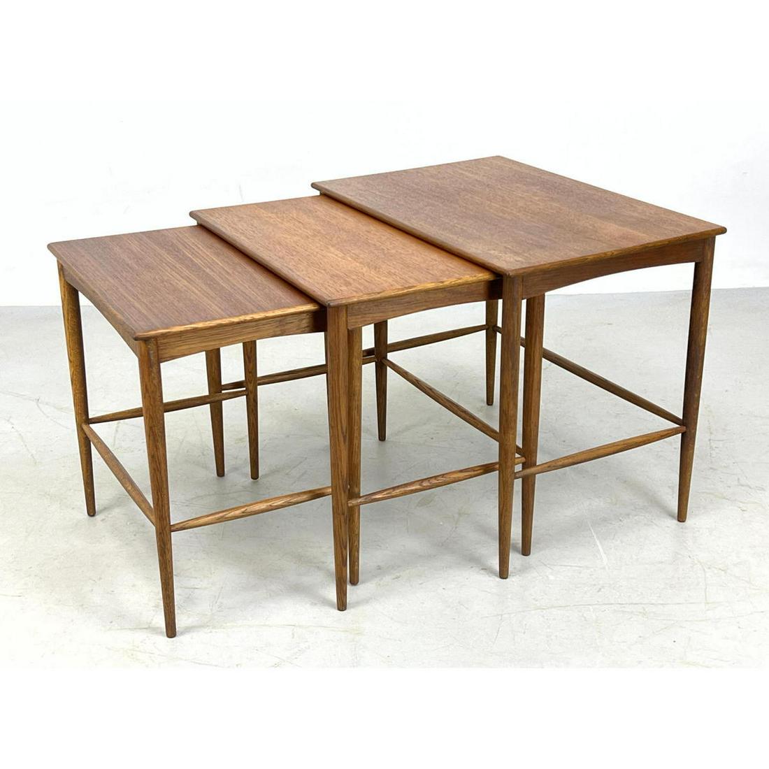 3pcs Swedish Modern Teak and Oak Nesting Tables. (1 of 9)