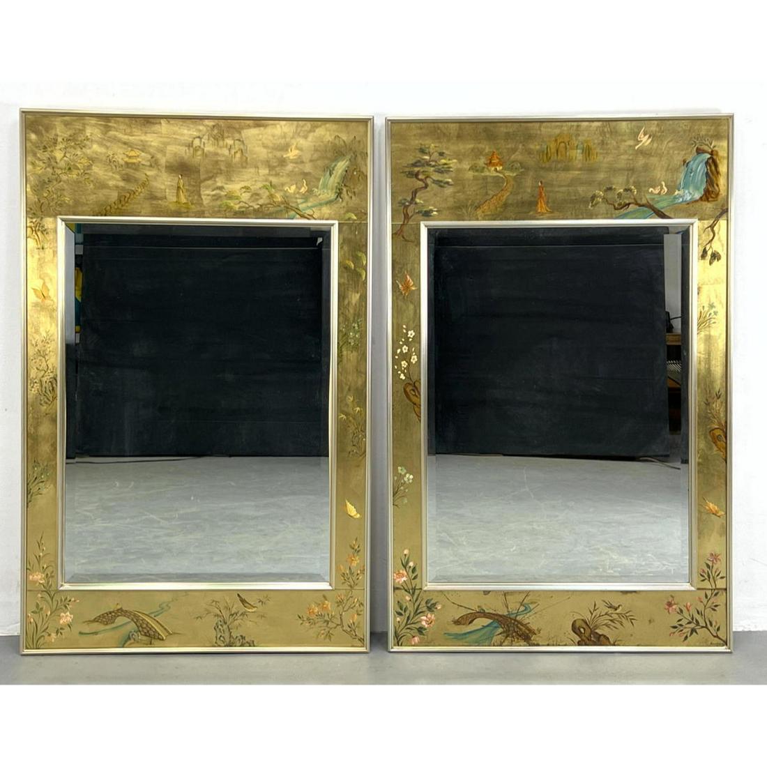 Pair LaBarge Wall Mirrors. Eglomise Framed.  Hand paint (1 of 17)