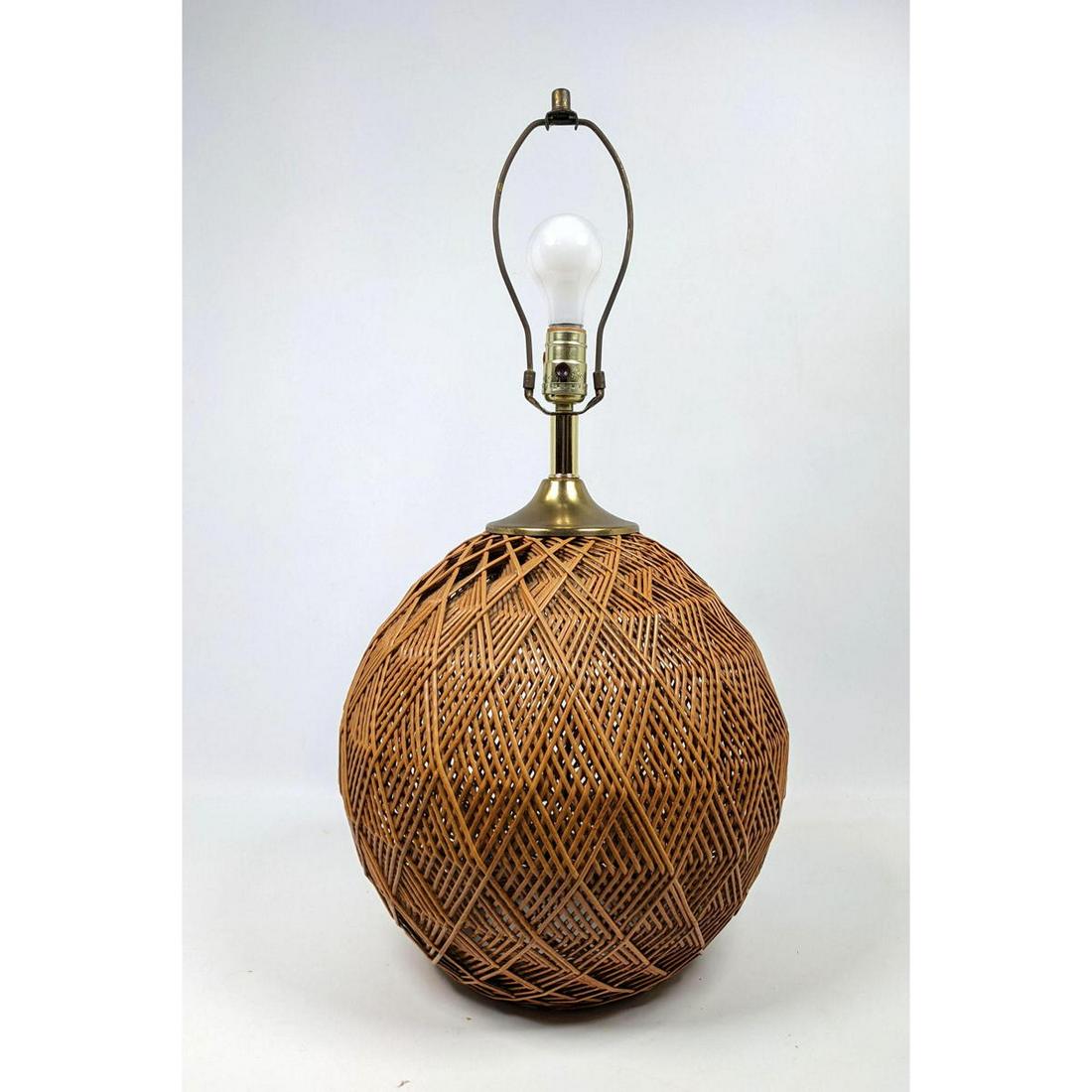 Intricate Woven Rattan Table Lamp.  Bulbous form. (1 of 12)