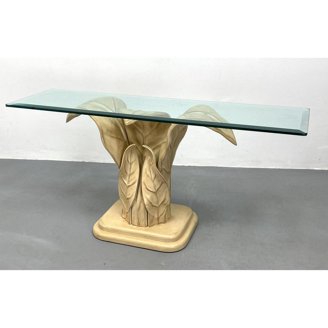 SIRMOS Style Palm Form Console Table. Figural Leaf Base (1 of 8)