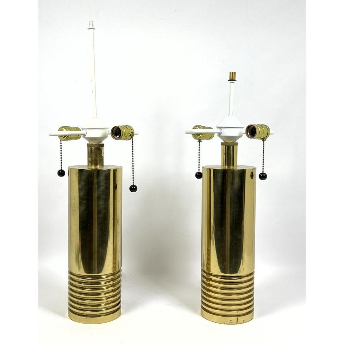 Pair Heavy Brass Plated Art Deco Style Table Lamps. (1 of 10)