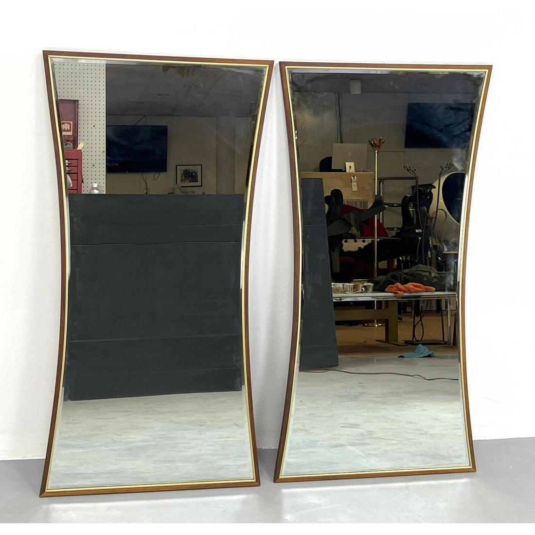 Pr Wood Framed Modernist Wall Mirrors. Corseted forms. (1 of 9)