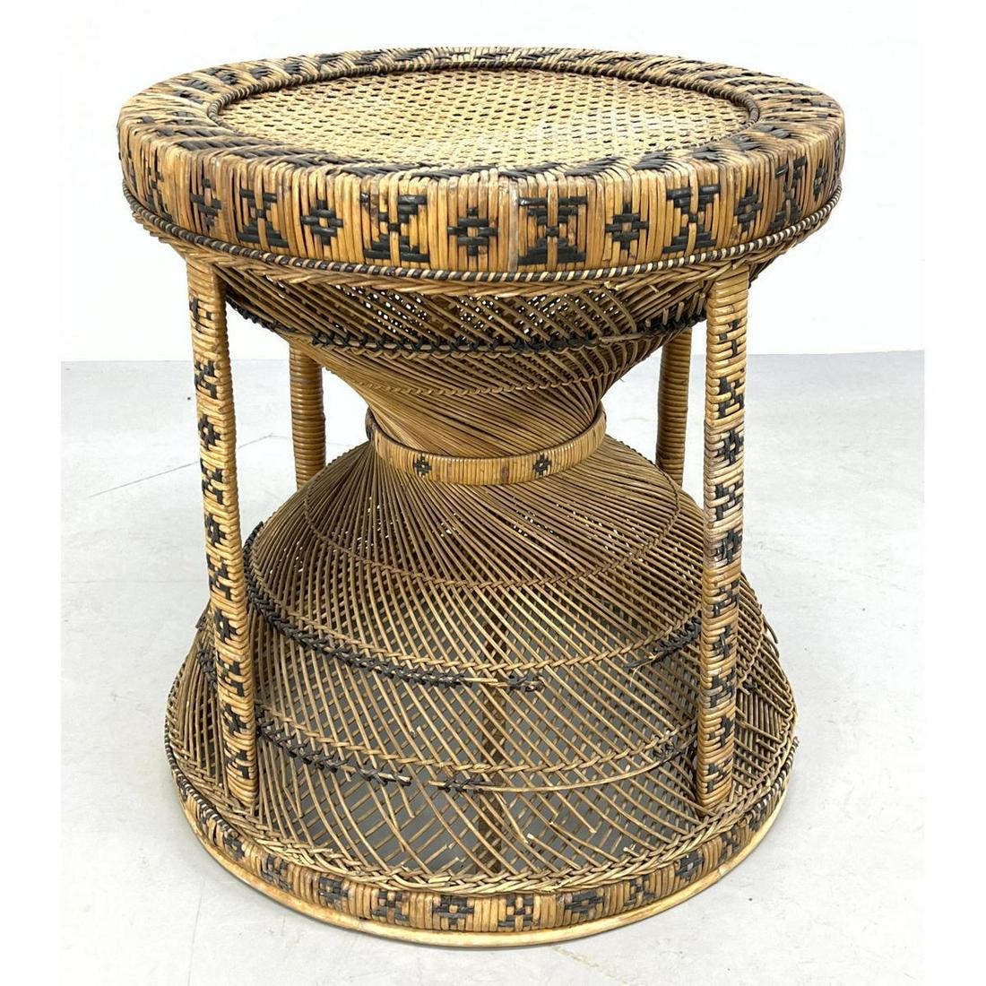Decorative Rattan Stool Pedestal.: Decorative Rattan Stool Pedestal. Dimensions: H: 24 inches: W: 22 inches: D: 22 inches ---