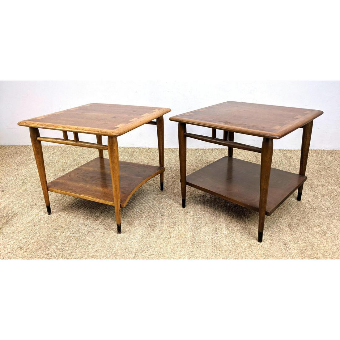 2pc LANE Acclaim Dovetail Banded Walnut Side Tables. Ta (1 of 16)