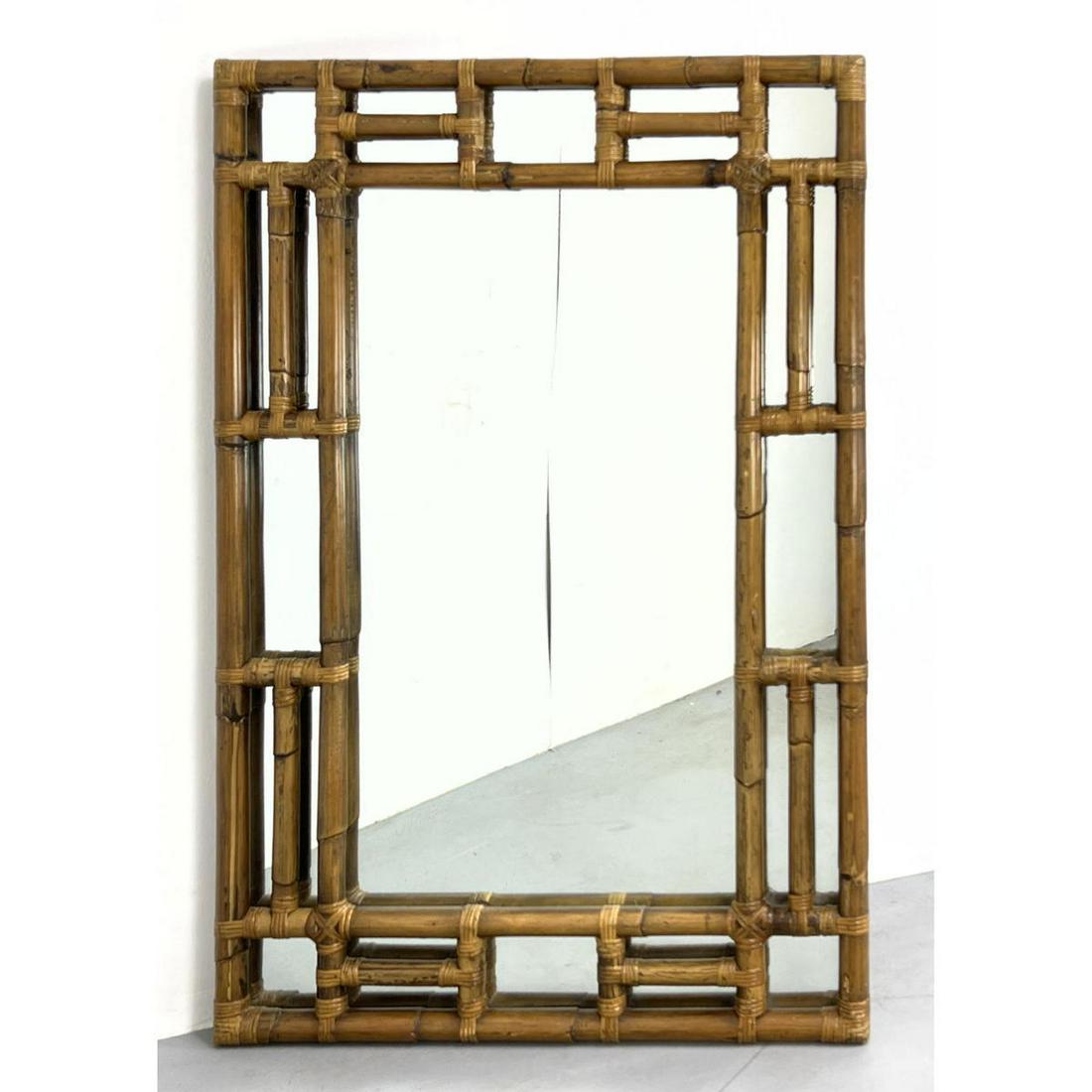 Miami Modernism Wrapped Bamboo Framed Mirror. (1 of 11)