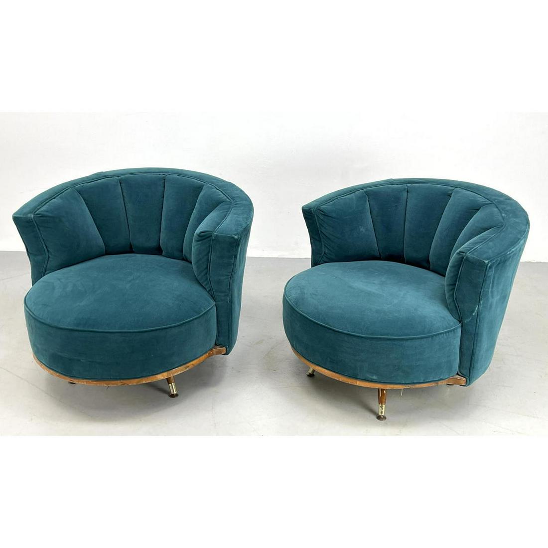 Pair Channel Back Lounge Chairs with Tapered Legs.  Nee (1 of 14)