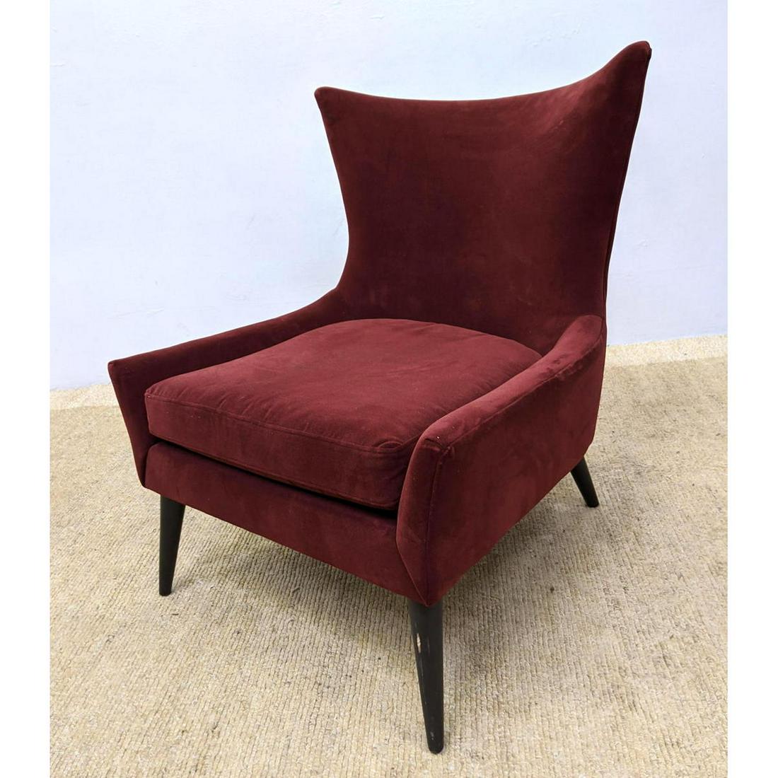 Single Upholstered Lounge Chair. Dark stained peg legs. (1 of 11)
