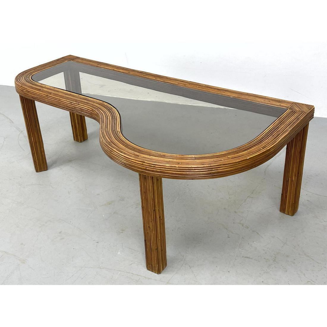 Gabriella Crespi style glass top coffee table with hump (1 of 8)