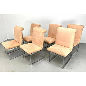 Set 6 Milo Baughman style Dining Side Chairs. Unmarked. (1 of 15)