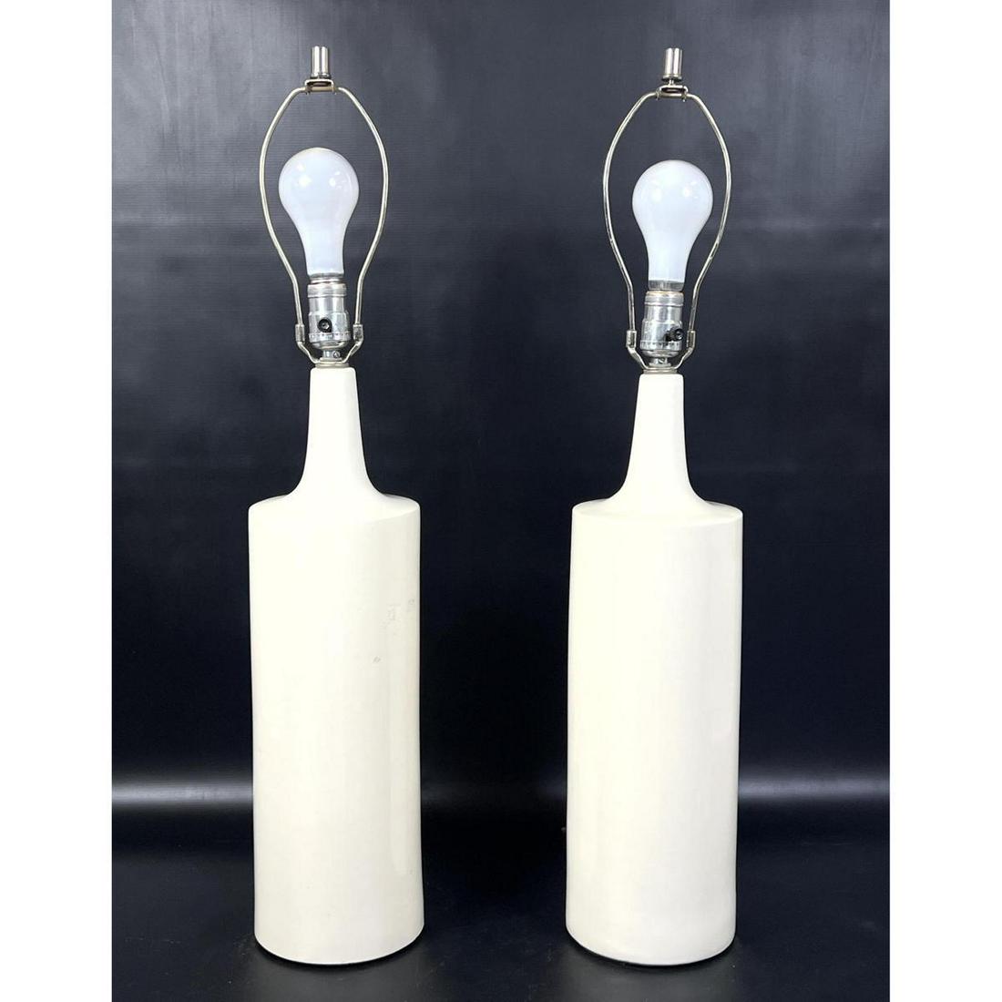 Pr White Glazed Bottle Form Table Lamps. (1 of 8)
