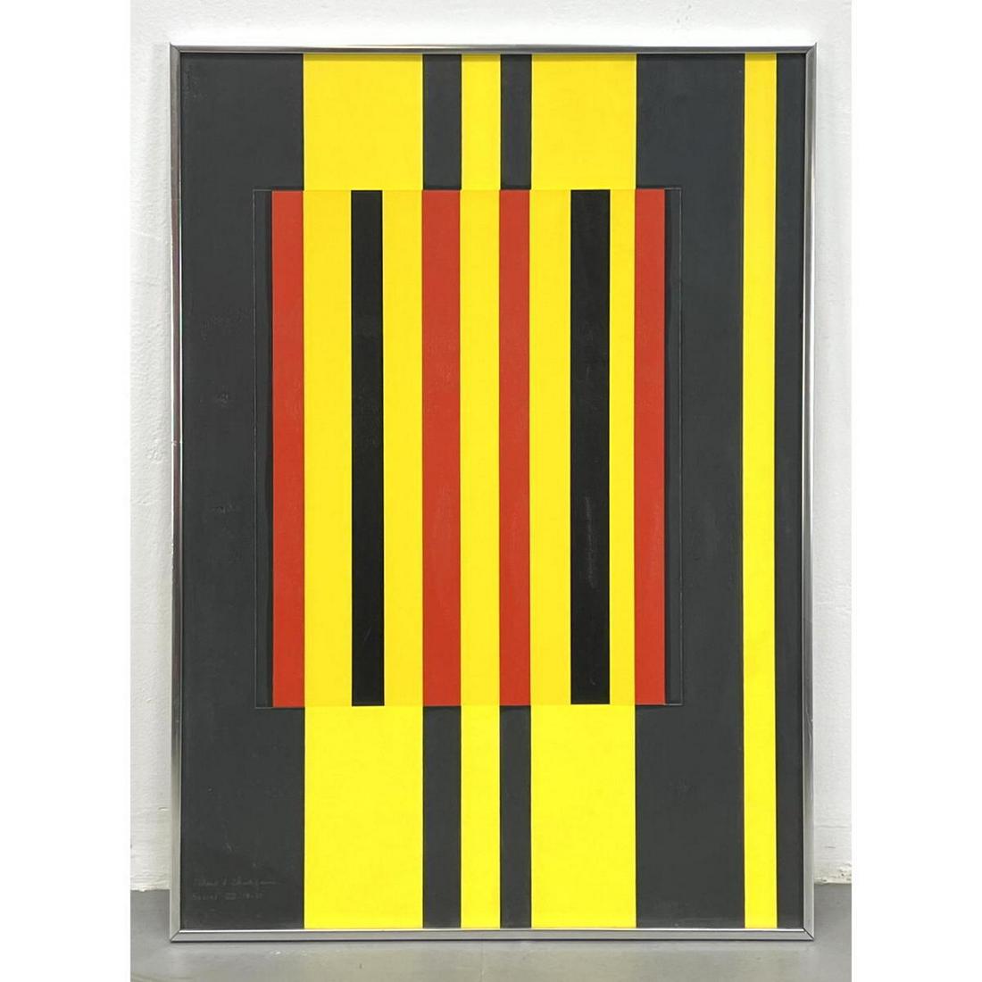 Signed Modernist Abstract Mixed media. Black, yellow, r (1 of 9)