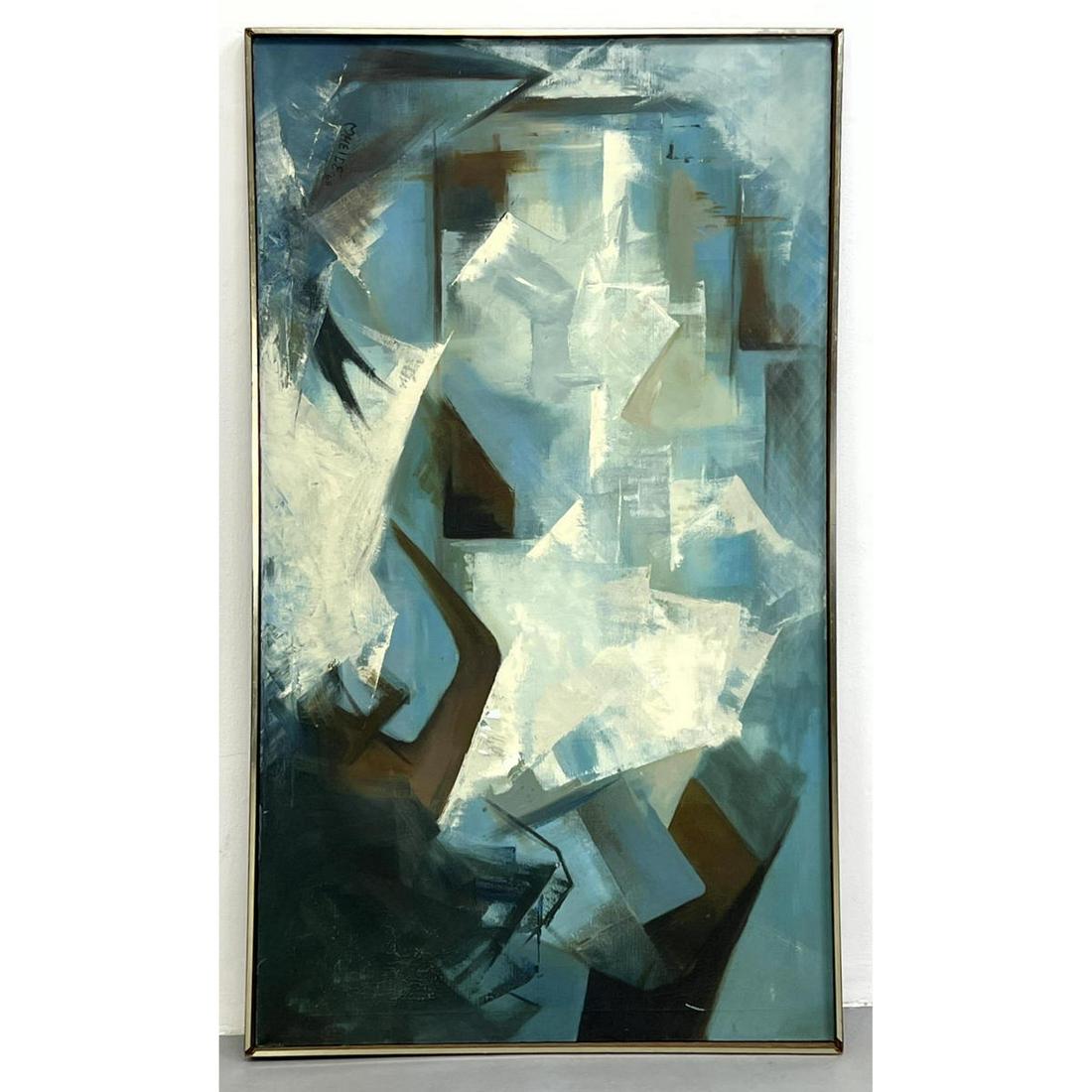 M HEIDE '68 Abstract Modernist Painting. Canvas signed. (1 of 11)