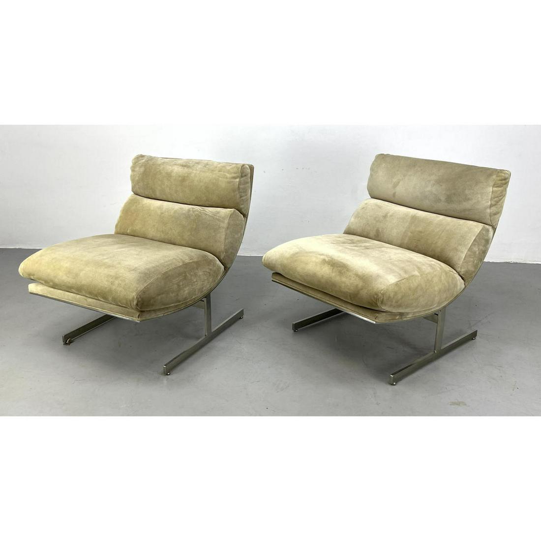 Pr KIPP STEWART Lounge Chairs for Directional. Suede wi (1 of 12)