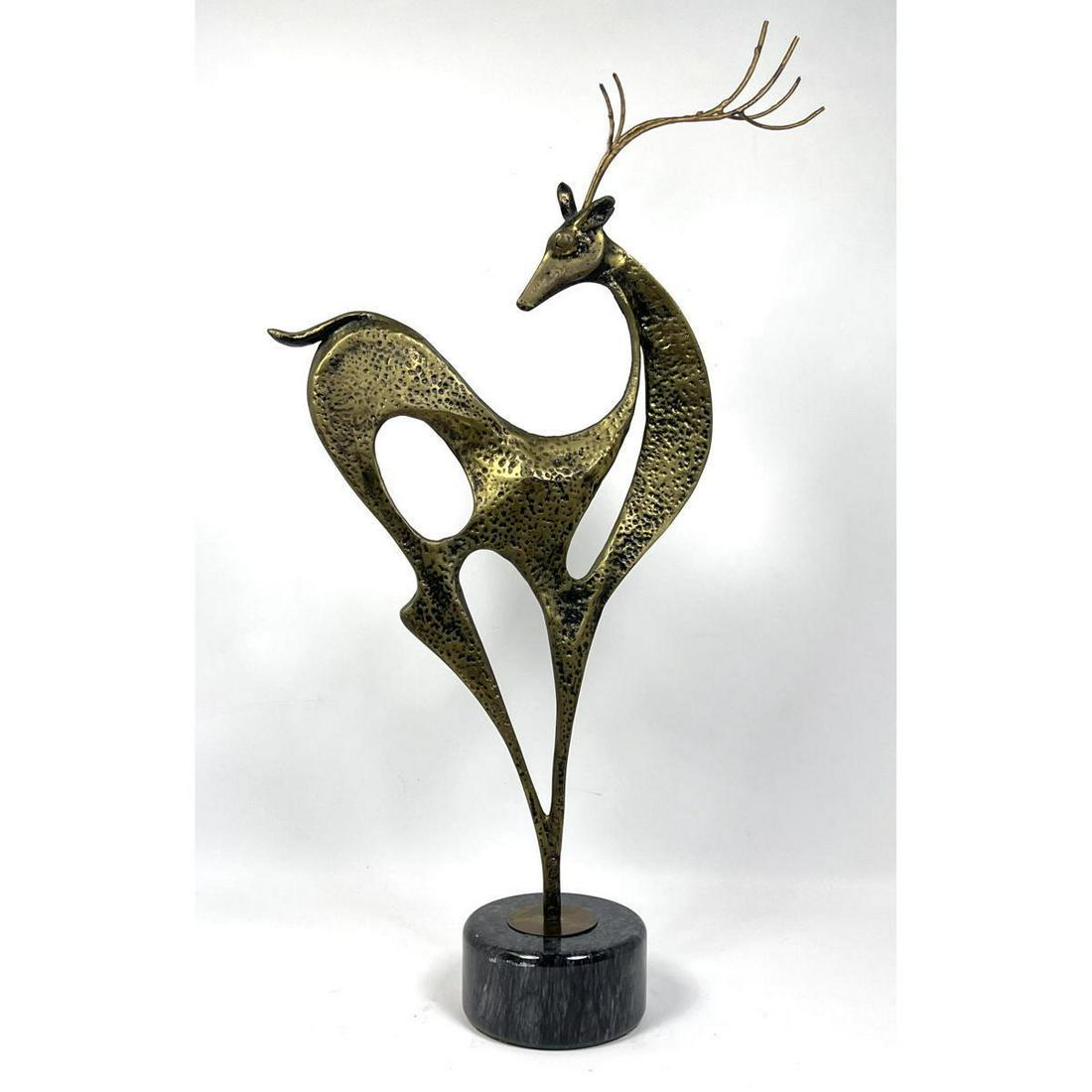 C. Jere Signed Figural Deer Metal Sculpture. Stylized M (1 of 10)