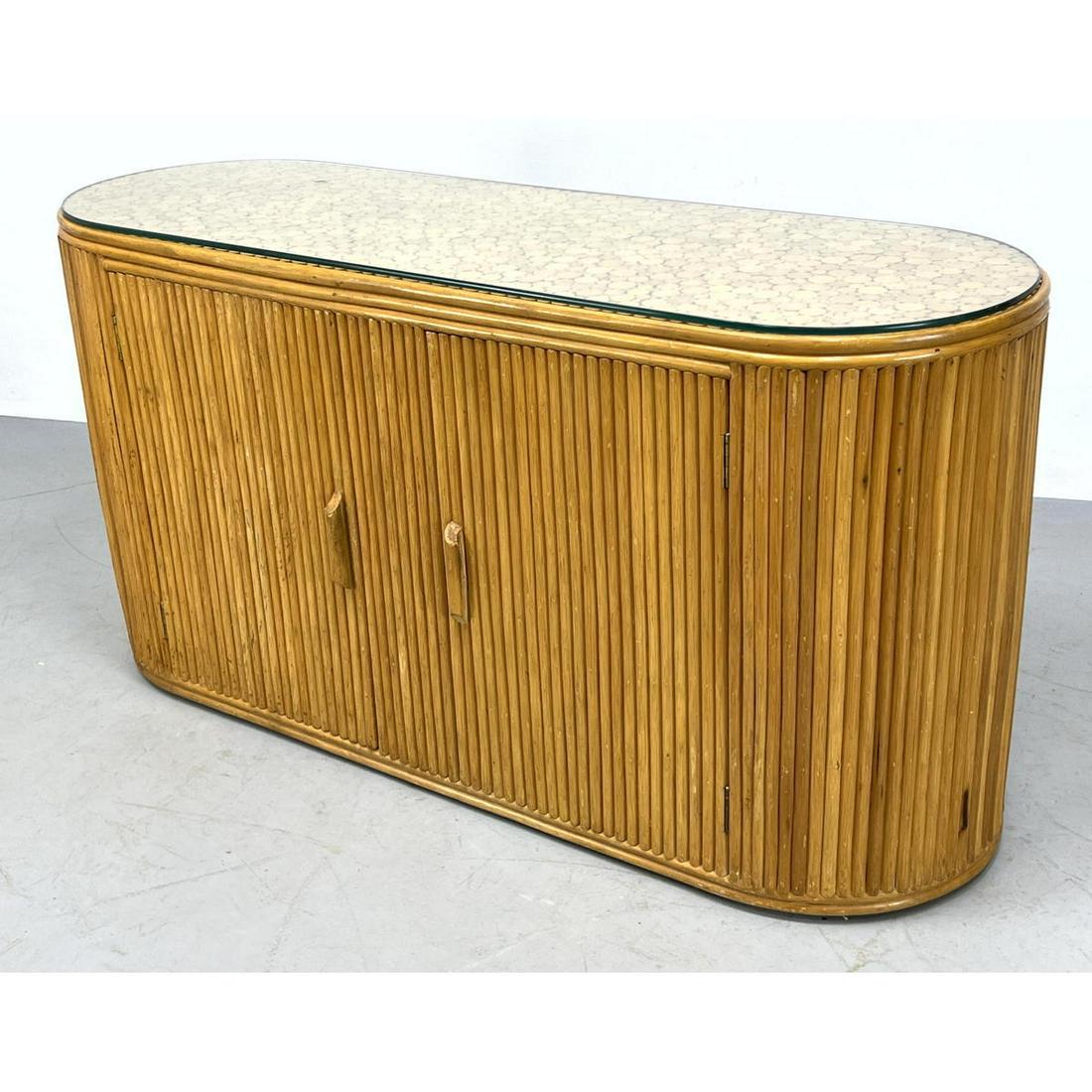 Miami Modern Bamboo Sideboard. Rounded end credenza wit (1 of 10)