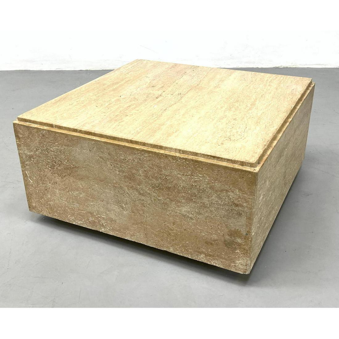 Travertine Marble Square Cocktail Coffee Table. Recesse (1 of 10)