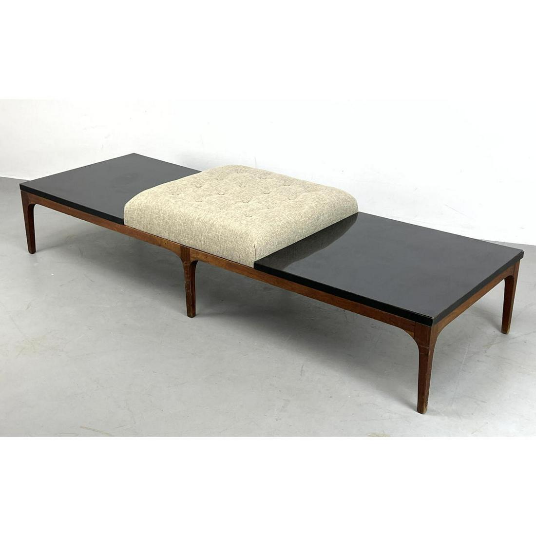 American Modern Walnut Bench. Arched form frame. Black (1 of 12)