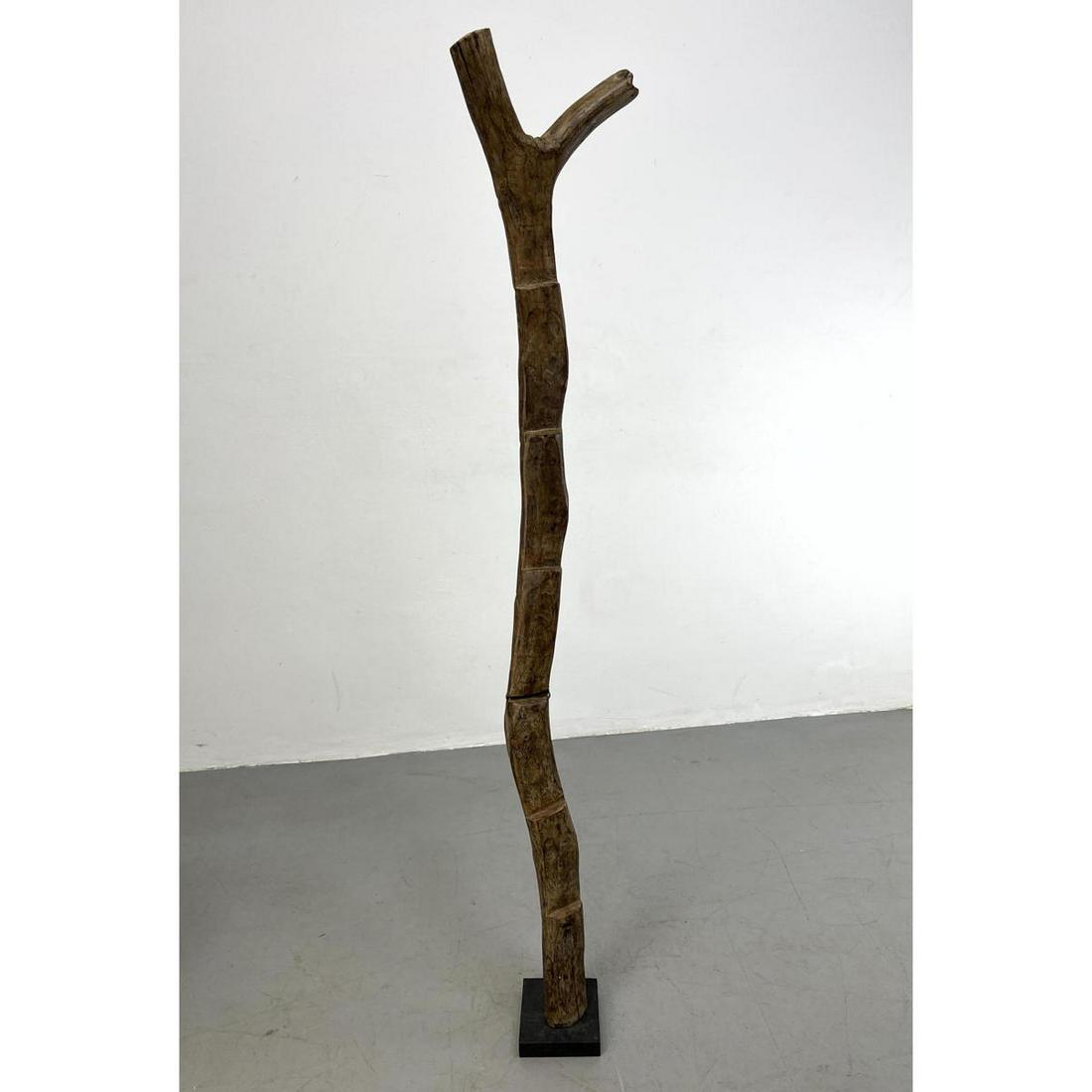 African Carved wood Dogon ladder on metal and wood base (1 of 9)