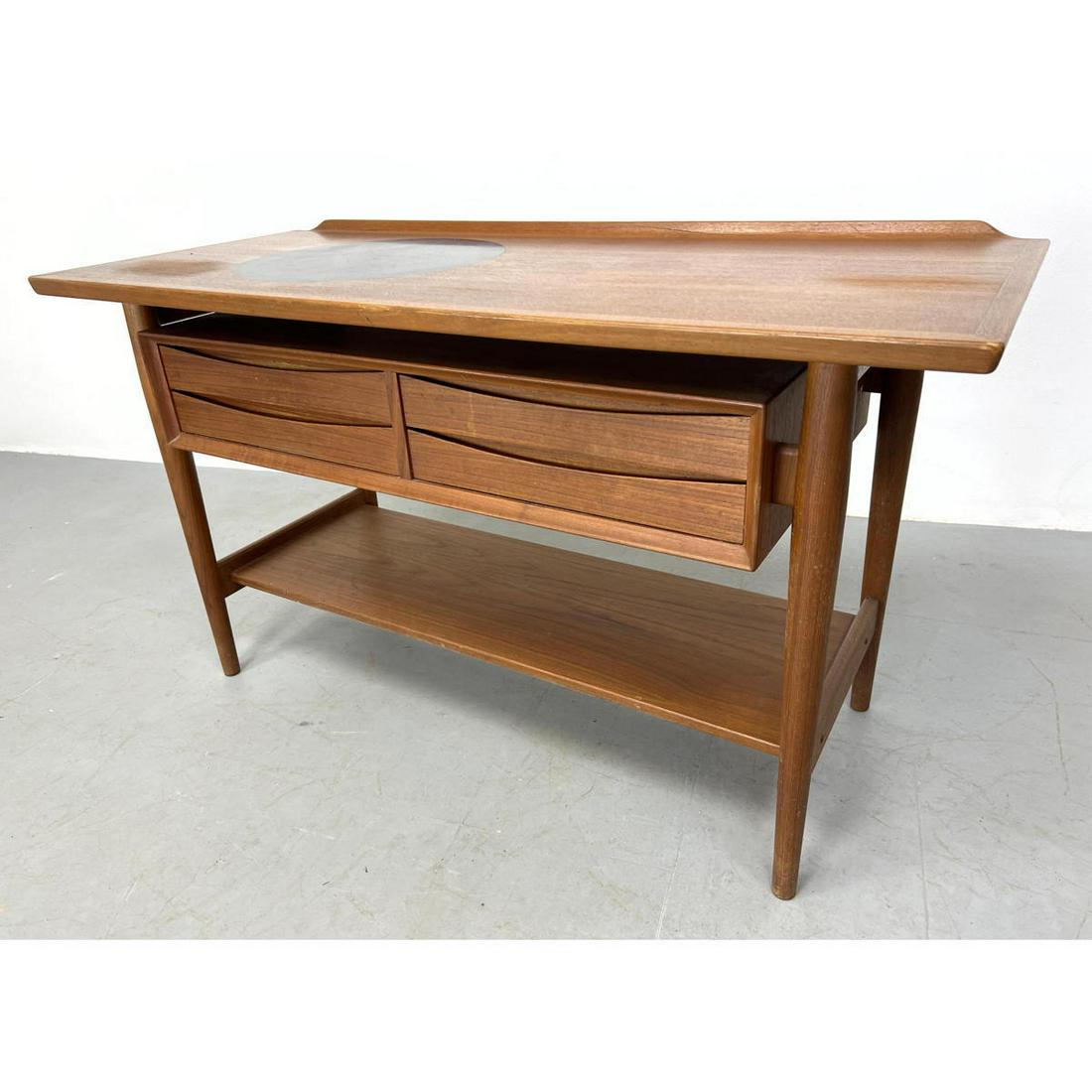 Arne Vodder for Sibast Mobler Server Cabinet. Denmark,: Arne Vodder for Sibast Mobler Server Cabinet. Denmark, 1960s, teak, black inset laminate Dimensions: H: 28.5 inches: W: 51 inches: D: 21.5 inches ---