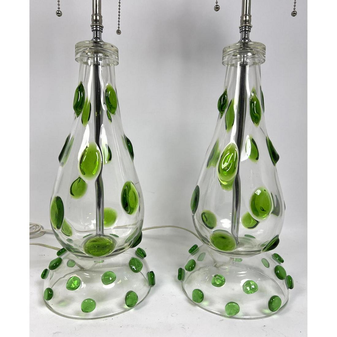Pr Detro Veri green and clear lamps: Pr Detro Veri green and clear lamps Dimensions: H: 26 inches: W: 7 inches: D: 7 inches ---