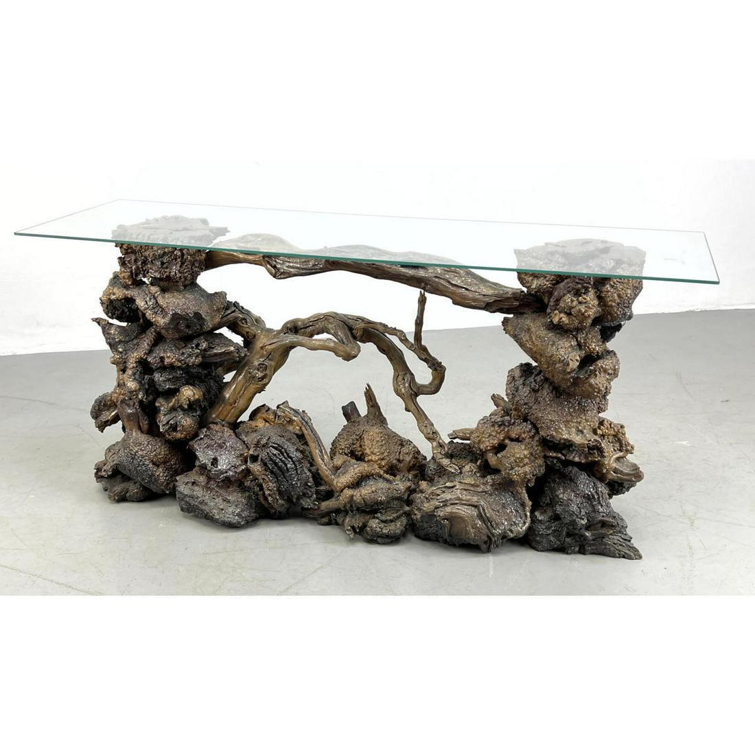 Fanciful Root Wood Console Table. Unusual Ornate Base. (1 of 11)