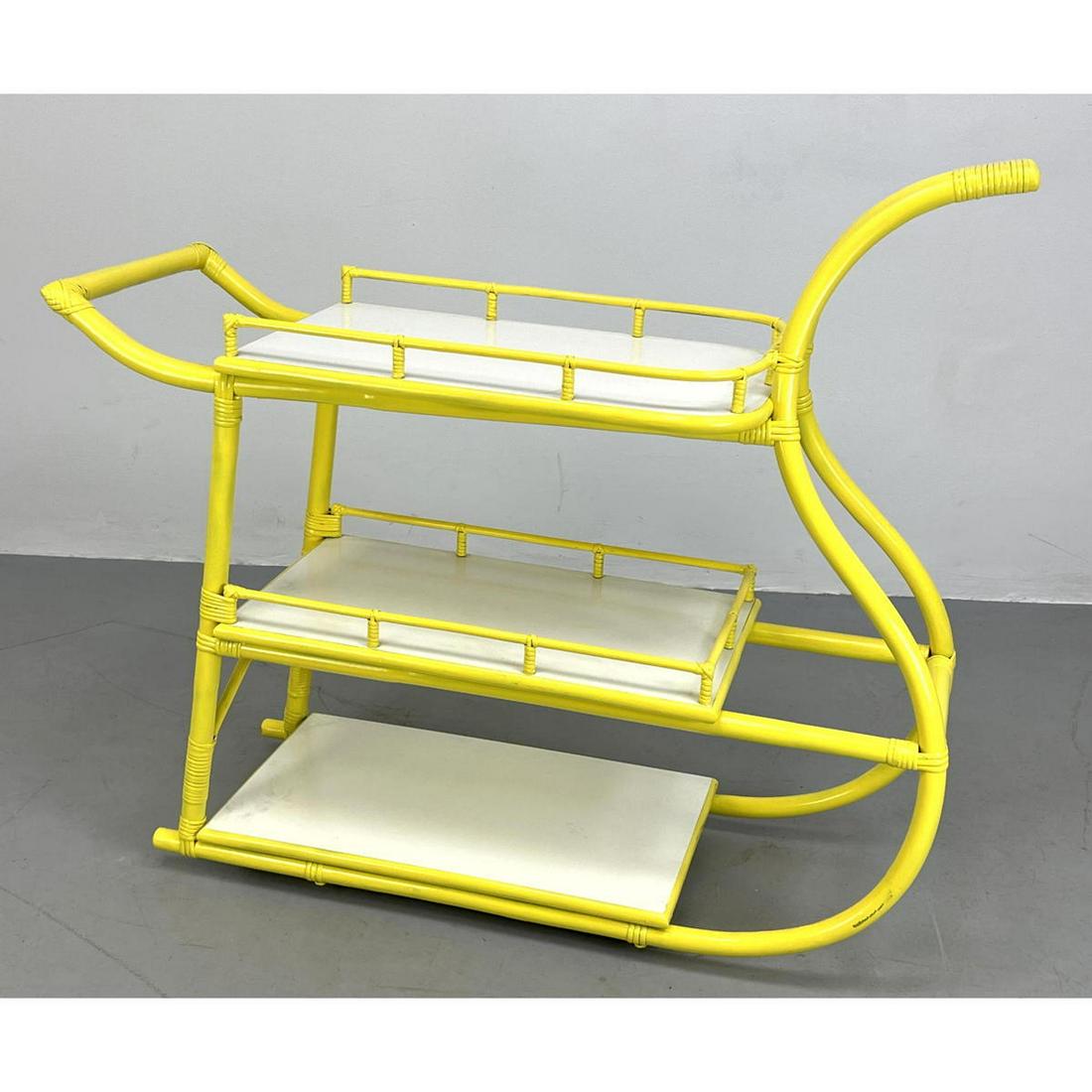 Yellow Bamboo Bar Cart by Willow and Reed. Sled form. (1 of 10)