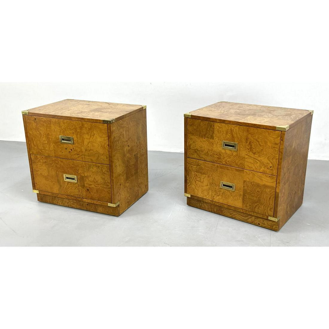 Pr BERNHARDT Burl Wood Side Table Night Stands. (1 of 11)