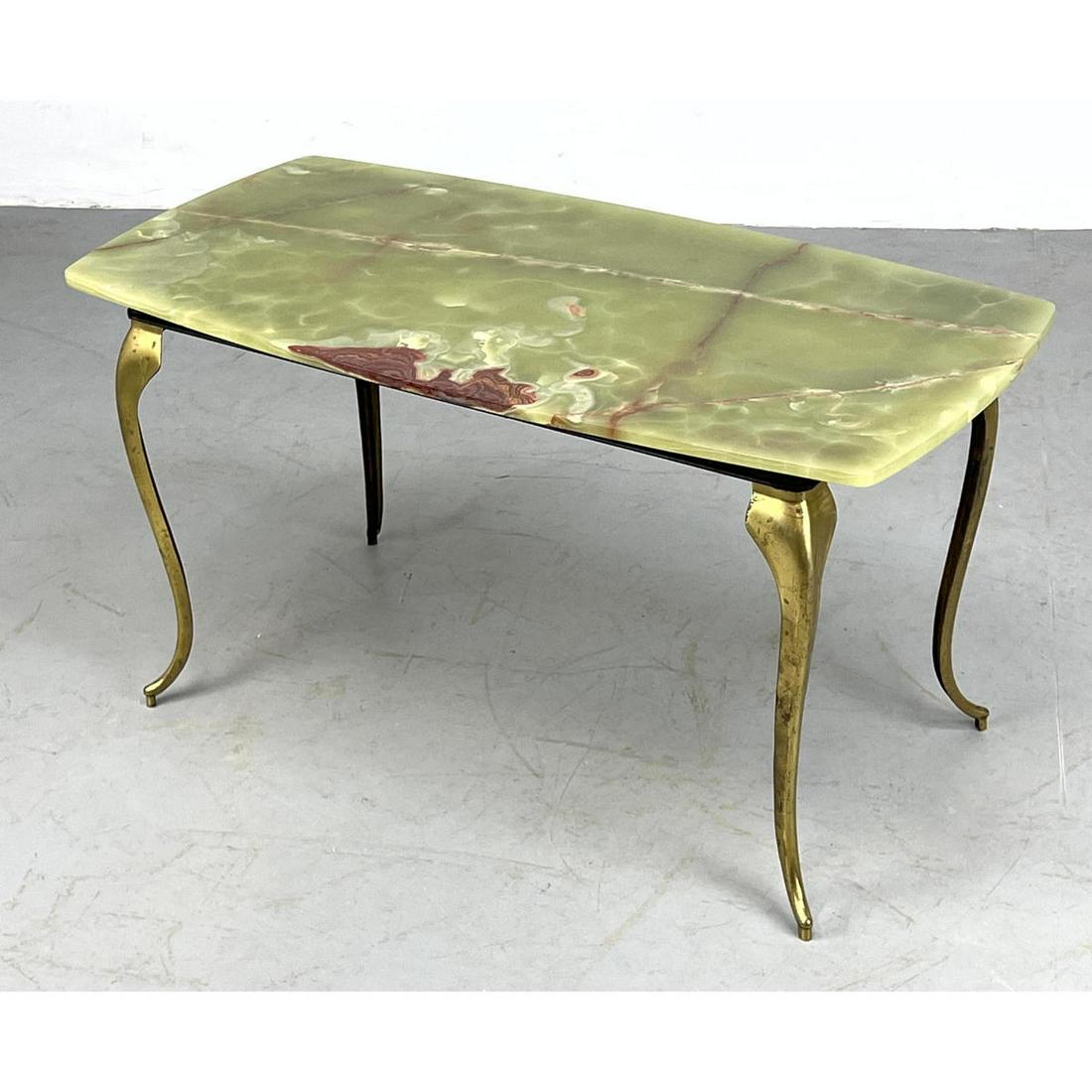 Italian green onyx table with brass cabriole legs (1 of 14)