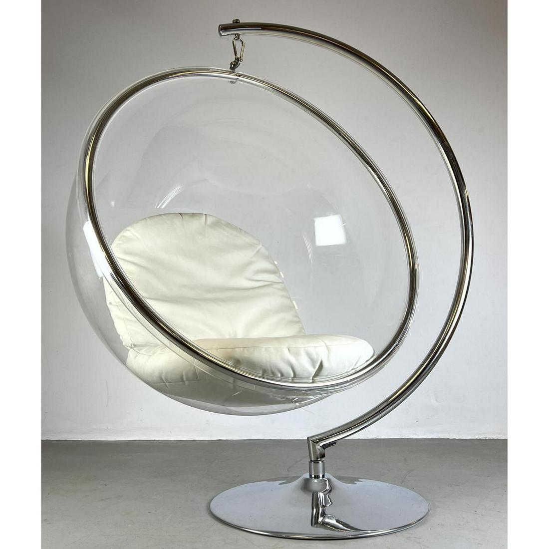 Modern Hanging Lucite Ball Lounge Chair. Chromed Metal (1 of 16)
