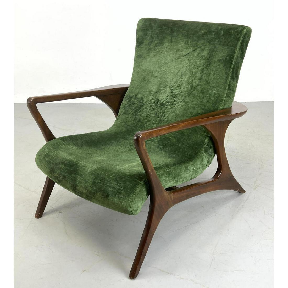 Vladimir Kagan Lounge Chair. Green Upholstery. (1 of 10)