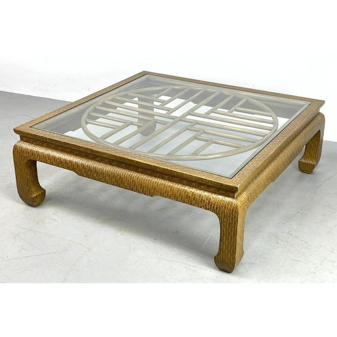 Baker faux reptile skin cocktail table. Baker metal lab (1 of 9)